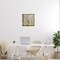 Stupell Industries Gold Abstract with Blue Floater Framed Canvas Wall Art Design by Justin Turner
